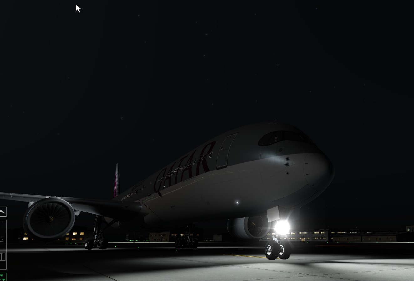 Aerofly FS 4 A350 Advanced aircraft shown at night
